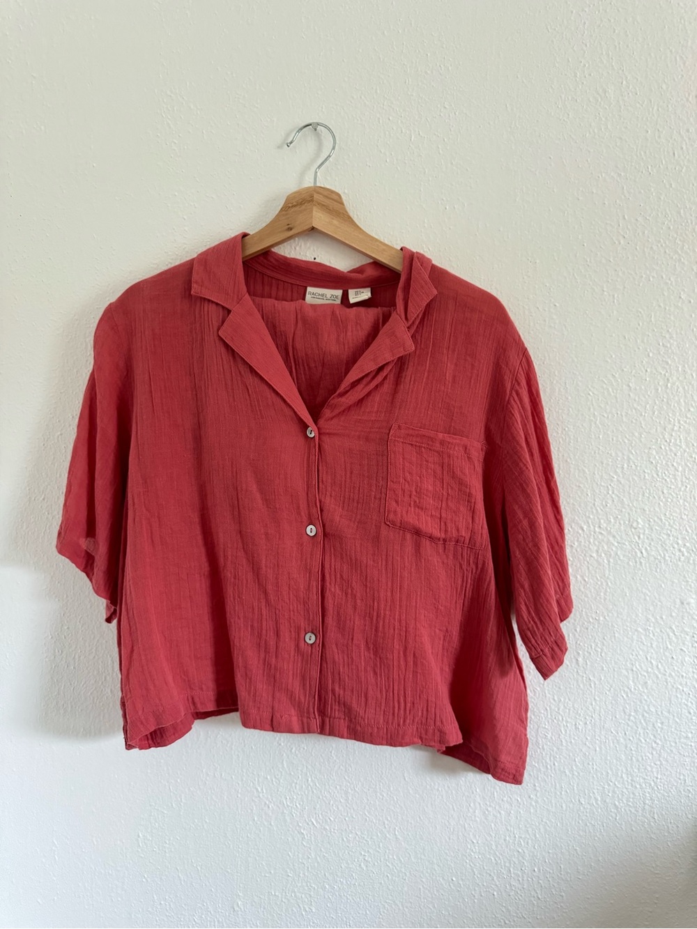 SET 100% cotton coral Button-Front Relaxed Shirt and shorts
